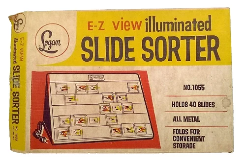 Logan 1055 E-Z View Illuminated Slide Sorter Viewer in Orig. Box Holds 40 Slides