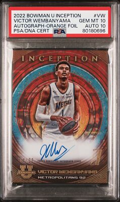 PSA 10/10 VICTOR WEMBANYAMA AUTO 2022 Bowman Inception ORANGE/25