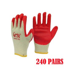 WHOLESALE 240 Pairs PREMIUM Red Latex Rubber Palm Coat Work Safety Gloves Fast