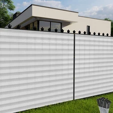 Gray Stripes 7FT Privacy Fence Screen Windscreen Mesh Shade Cover Garden Balcony