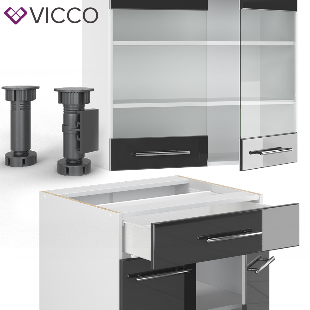 Cuisine Encastrable Vicco Fame-Line 140 Cm – Anthracite – Neuve