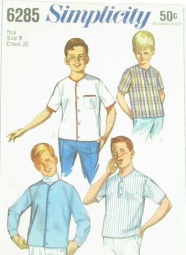 Simplicity Sewing Pattern 6285 Boys Sport Shirt Jacket Size 8 Cut No Collar - Picture 1 of 6