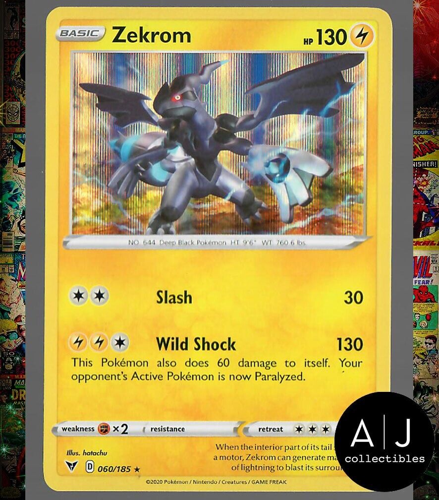 HOLO Zekrom 060/185 NM - RARE Vivid Voltage Pokemon Card - $2 Flat Shipping  