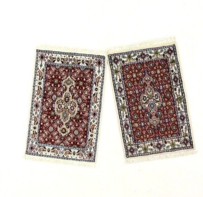 2 x Handgeknüpfter Orientteppich Moud   Auto Fußmatten( 60 X 40 CM)   Neu Top