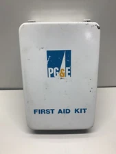 Vintage PG&E First Aid Kit PGE Metal Case & Contents VTG