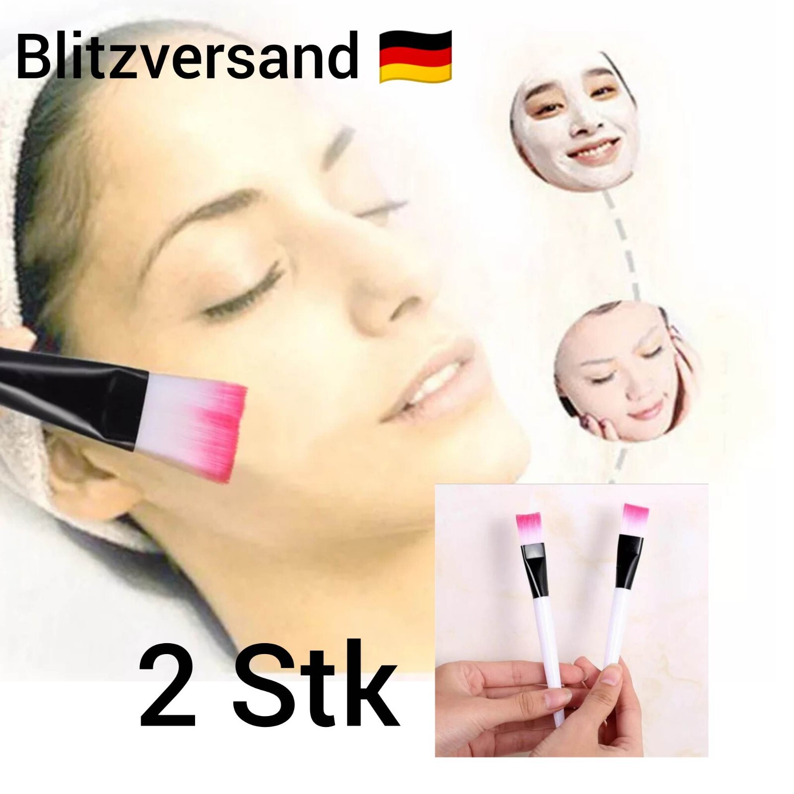 2x Maskenpinsel Schminkpinsel Makeup Bürste Gesichtsmaske Pinsel Kosmetik Pinsel