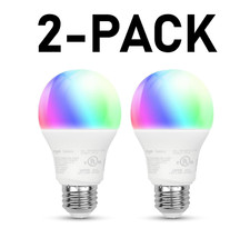 Amazon Basics Smart A19 LED Light Bulb, Color Changing, 9W - 2 PACK