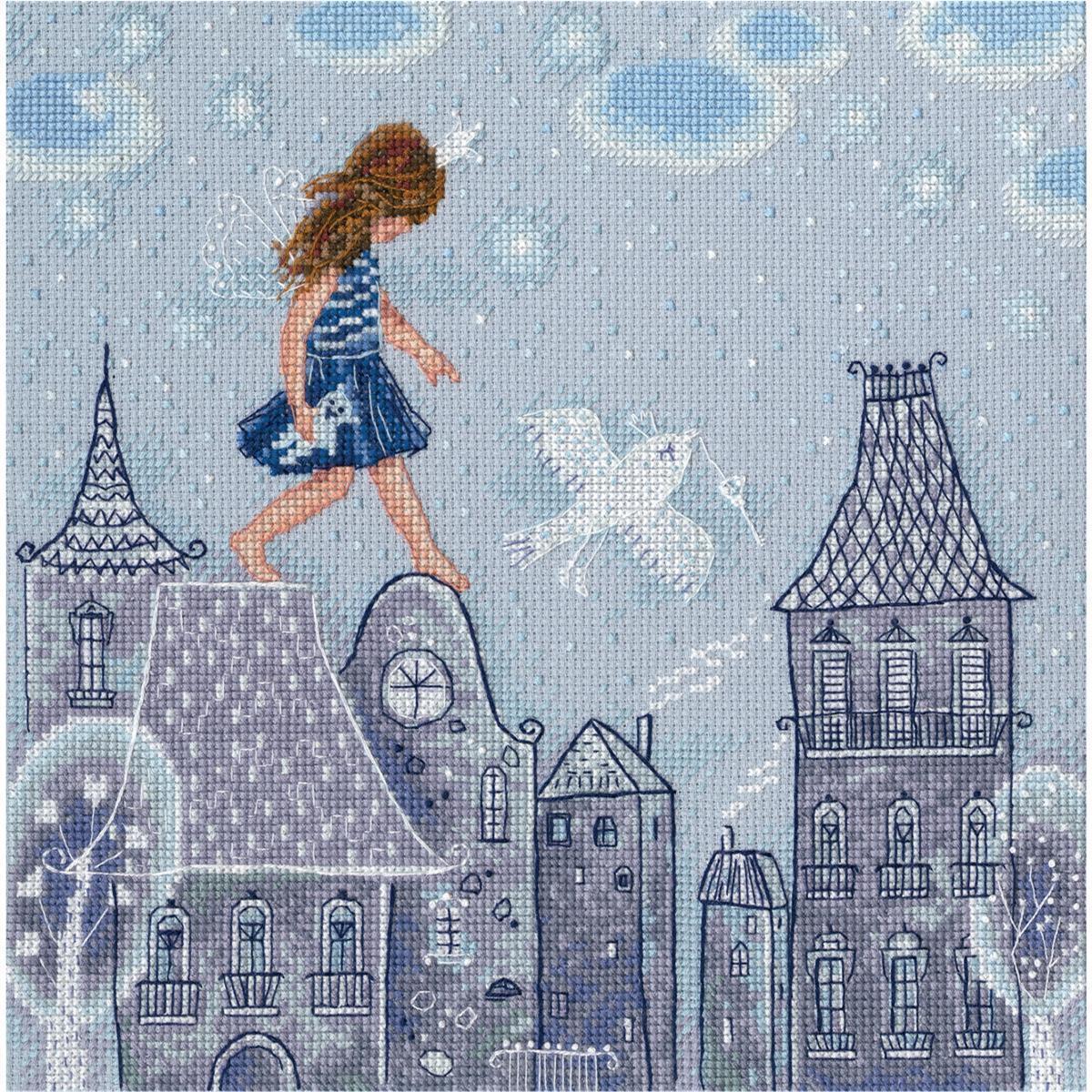 RTO counted Cross Stitch Kit ""Fairy tales live on the roofs"" M662, 24x24 cm, DIY