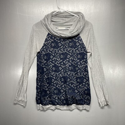 12PM By Mon Ami Women's Half Sleeve Tunic Top Shirt Blue Gray Green Medium