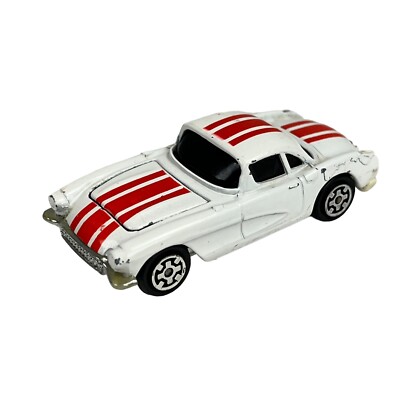 Kidco Vintage '56 Chevrolet Corvette Diecast Car Red Racing Stripes Hood Opens