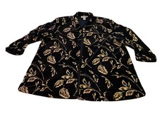Vintage Another Thyme Black Velvet Gold Glitter Leaf Print Blazer Woman s Sz 5X