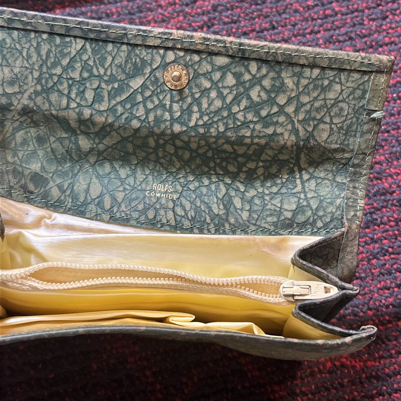 ROLFS Vintage Ladies Wallet Cowhide Leather Greenish Brown eBay