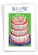 Funny 50th Milestone Birthday Paper Card w/Envelope - Bday Sex After 50 Blow