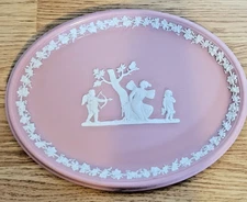 Wedgewood Pink Jasperware Platter, English Decoative Oval Vintage