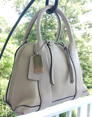 Coach 30143 Bleecker Medium Beige Buffalo Pebbled Leather Satchel