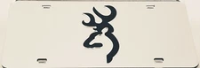 BROWNING Mirror License Plate Auto Tag Laser Cut Inlaid Acrylic Chrome Silver