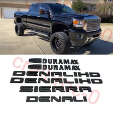 6PCS NEW 11-19 Matte Black GMC Sierra Denali Duramax 2500HD 3500HD Badges Emblem