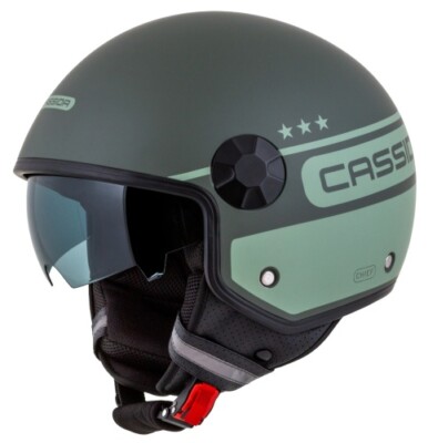 Jethelm Roller Helm Crosshelm Motorradhelm Handy Plus Chief Cassida grün matt 