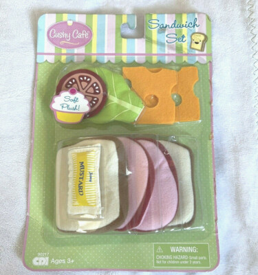 Cushy Cafe Play Food Sandwich Set Soft Plush Kitchen Food Playset 2009 Sealed 