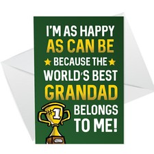 Grandad Birthday Fathers Day Card WORLDS BEST GRANDAD Funny Card For Him