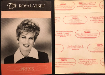 Princess Diana Press Pass during the 1996 Visit to Chicago - Orange Stripe Press