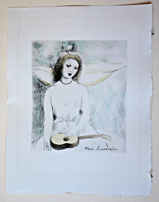 Marie Laurencin - Jeune Fille a la Guitare (Woman Angel) 1946