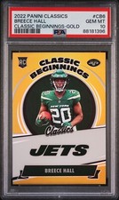 2022 Panini Classics Breece Hall RC Classic Beginnings Gold #'ed /99 CB-6 PSA 10