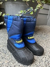 Kamik Kids Lined Snow Boots Blue Black Size 1 Waterproof Removable Liner