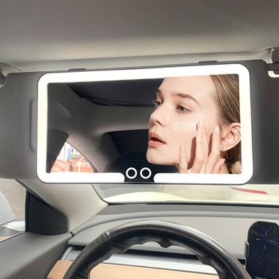 Car Sun Visor LED Vanity Mirror for Cars Dimmable 3 Modes Rechargeable NEW