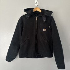 Vintage Carhartt J01 BLK Detroit Jacket Black Blanket Lined Union Made With Hood