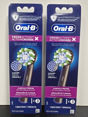 Oral-B Cross Action Replacement Brush Heads Black 3 ct. Lot of 2 NEW/SEALED
