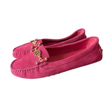 Tory Burch Daria Loafer 8M Pink Gold Tone Suede Driving Moccasin