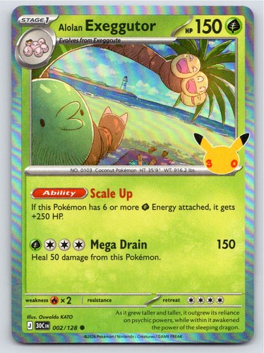 POKEMON ME: 30TH CELEBRATION ALOLAN EXEGGUTOR 002/128 HOLO C NM A102247 FREE S&H