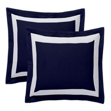 Saferay Green Navy Blue White Dual Tone Pillow Shams Set Of 2 600 Thread Count