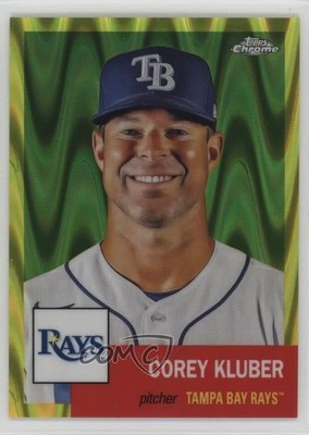 2022 Chrome Platinum Anniversary Yellow RayWave Refractor /250 Corey Kluber 10no