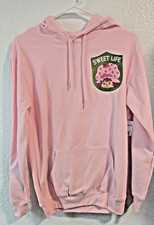 Strawberry Shortcake Hoodie Women  s XXS Pink Graphic Pullover Sweet Life Patch