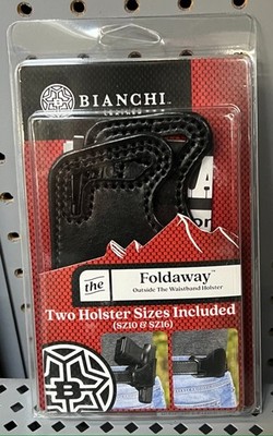 Bianchi Model 101 Black Leather Foldaway Holster Two Sizes Included 10 & 16 NEW