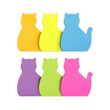 Cat Shape Sticky Notes 6 Color 75 Sheets Pad 6 Pads