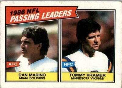 Dan Marino Tommy Kramer 1987 Topps #227 Passing Leaders Miami Dolphins Vikings