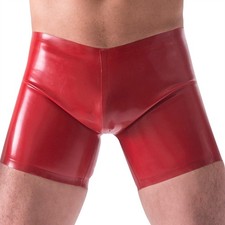 Mens Red Latex Boxer Shorts Tight Fitting Rubber Underwear Clubwear Fetish 0.4mm