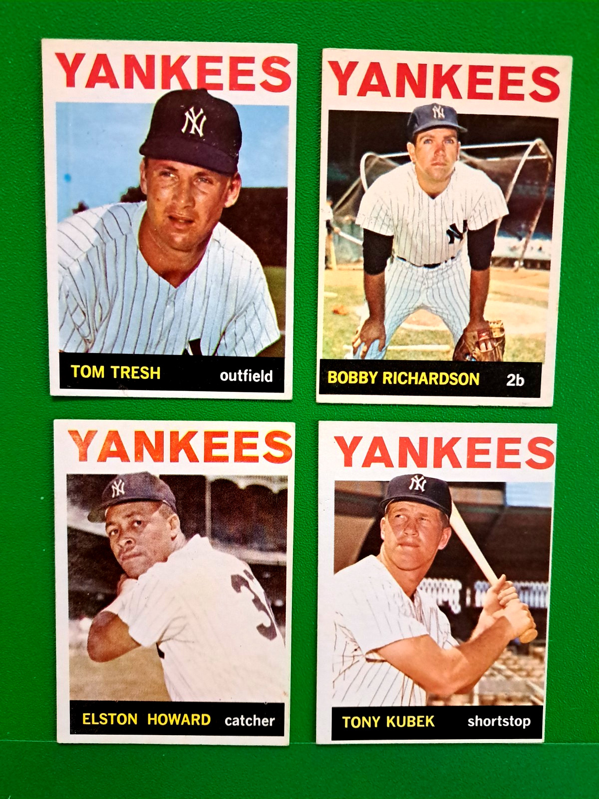 Four 1964 Topps New York Yankees Stars - Howard/Tresh/Kubek/Richardson