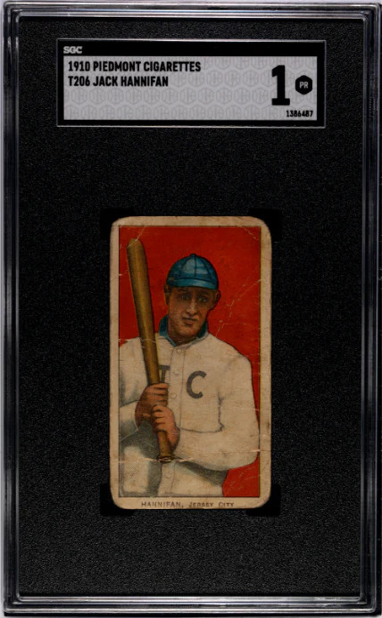 1909 T206 JACK HANNIFIN NNO POOR PIEDMONT 350 SGC 1 JERSEY CITY SKEETERS
