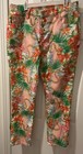 DG2 Diane Gilman Tigerlily Flower Jeans 10 P Stretch Pants Orange Floral Chains — photo 1