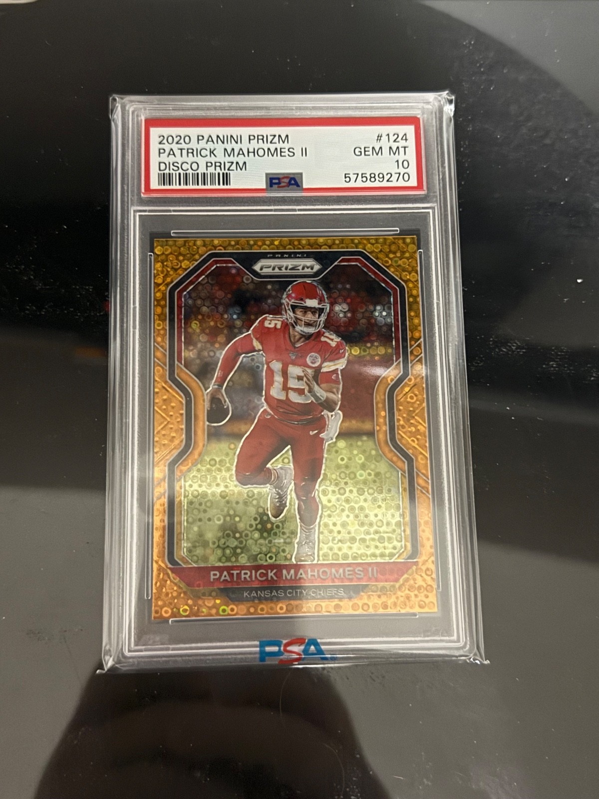 Patrick Mahomes 2020 Panini Prizm Orange Disco #124 PSA 10 Kansas City Chiefs