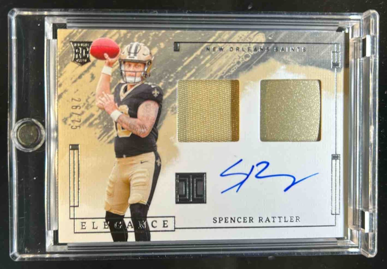 2024 Impeccable Spencer Rattler Elegance Rookie Helmet and Patch Auto RC #26/75