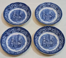4  Liberty Blue Historic Colonial Scenes Betsy Ross 5" Berry Fruit Dessert Bowls