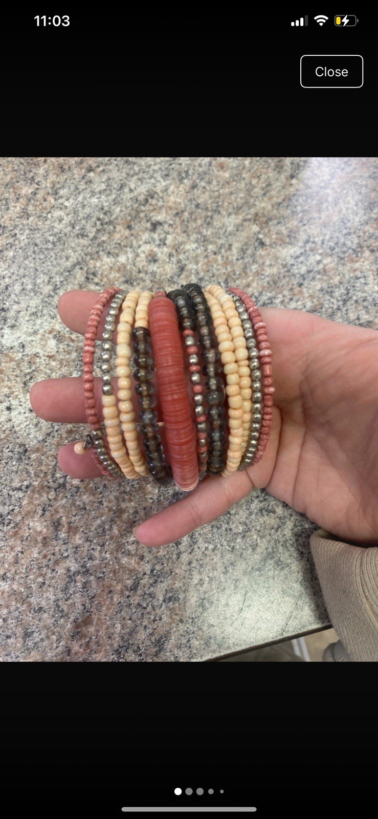 Multicolor Round Beaded Wrap Bracelet Stackable No Clasp Ball/Bead Chain