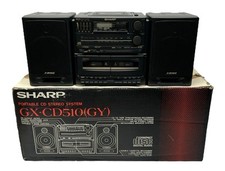 SHARP BOOM BOX 1991 Model GX-CD510 CD CASSETTE RADIO X-BASS  Original Box READ