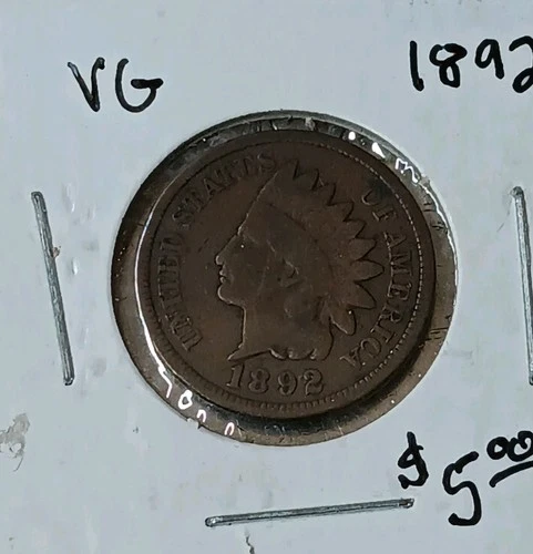 1892 Indian Head Small Cent Bronze VG Philadelphia Business Strike
