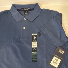 US Polo Assn Polo Boys XL 14-16 Pique EMB London Blue Short Sleeve Collar NEW